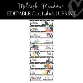 10 Drawer Rolling Cart Labels | Midnight Meadow Classroom Decor | UPRINT | Schoolgirl Style