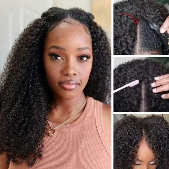 10A Kinky Curly Thin Part wig