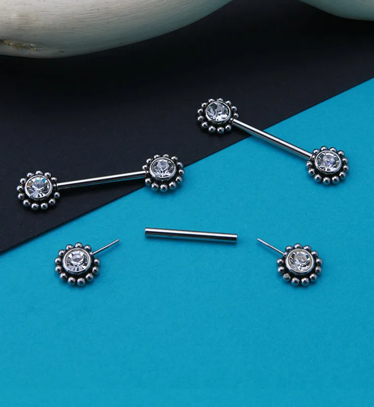 14G Clear Gem Verge Threadless Nipple Ring Barbells