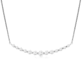 14K White Gold Diamond Bar Necklace