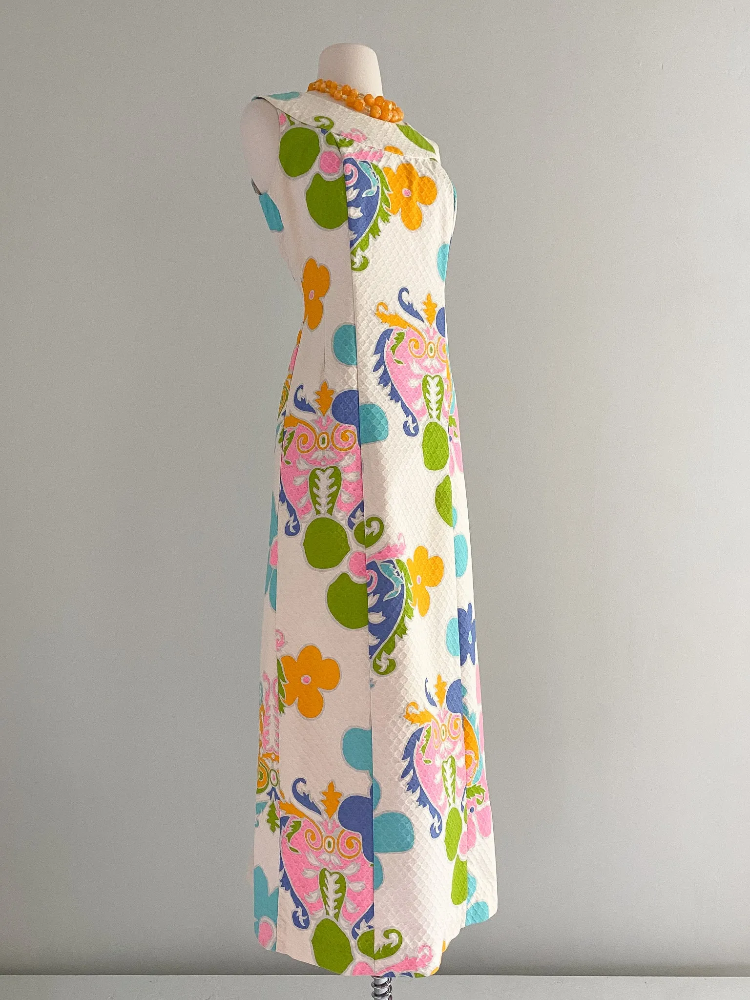 1960's Tori Richard Honolulu Floral Cotton Maxi Dress / Sz M/L