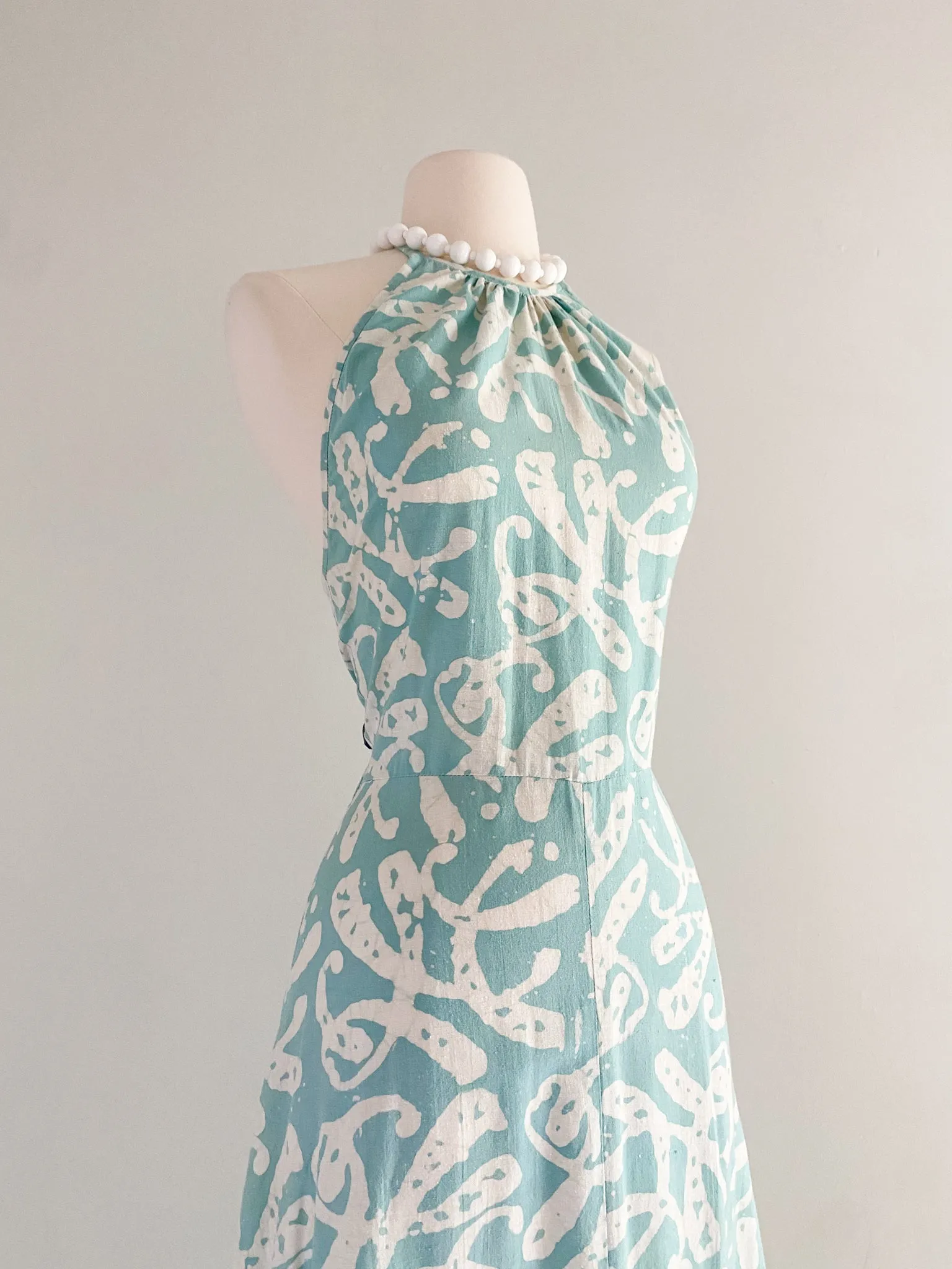1970's Karavan Made in India Cotton Halter Maxi Dress / Sz S