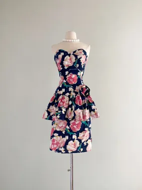 1980's My Michelle Floral Cotton Party Dress / Sz M