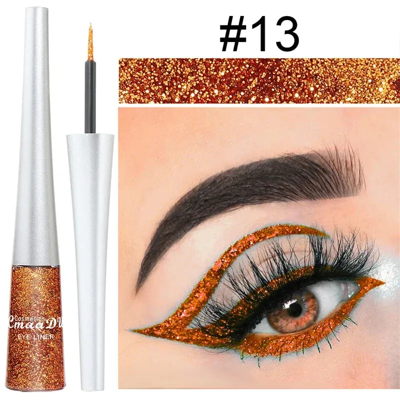 1PC Liquid Shiny Eye Liners Glitter Eyeliner Pigment Silver Green Gold Glitter Professional Waterproof Eyeliners Beauty Cosmetics Women Makeup