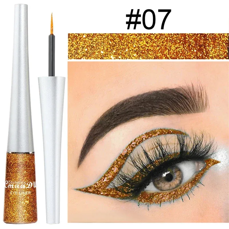 1PC Liquid Shiny Eye Liners Glitter Eyeliner Pigment Silver Green Gold Glitter Professional Waterproof Eyeliners Beauty Cosmetics Women Makeup