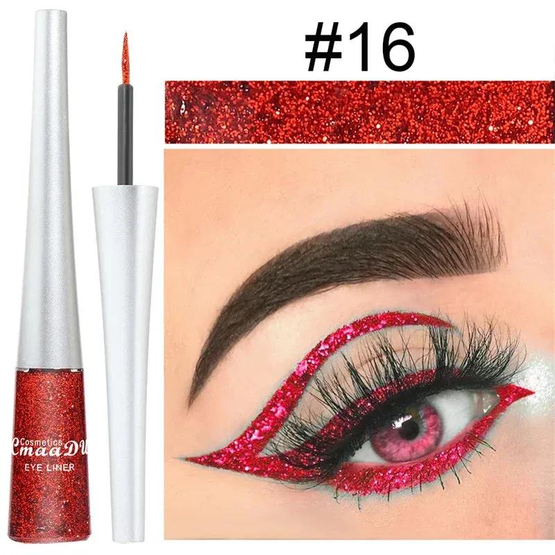 1PC Liquid Shiny Eye Liners Glitter Eyeliner Pigment Silver Green Gold Glitter Professional Waterproof Eyeliners Beauty Cosmetics Women Makeup