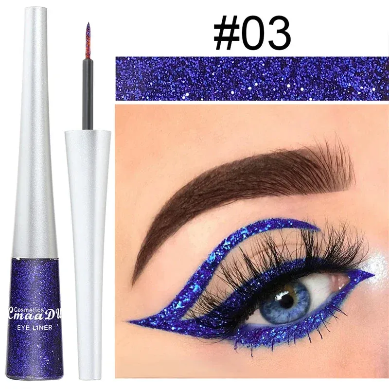 1PC Liquid Shiny Eye Liners Glitter Eyeliner Pigment Silver Green Gold Glitter Professional Waterproof Eyeliners Beauty Cosmetics Women Makeup