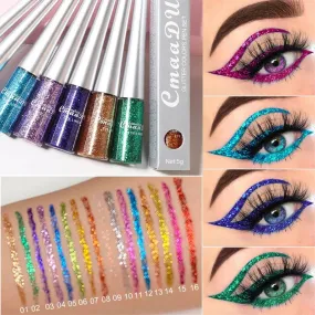 1PC Liquid Shiny Eye Liners Glitter Eyeliner Pigment Silver Green Gold Glitter Professional Waterproof Eyeliners Beauty Cosmetics Women Makeup