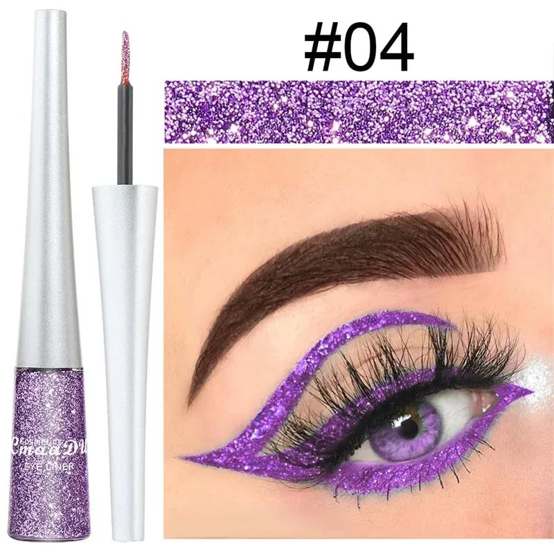 1PC Liquid Shiny Eye Liners Glitter Eyeliner Pigment Silver Green Gold Glitter Professional Waterproof Eyeliners Beauty Cosmetics Women Makeup