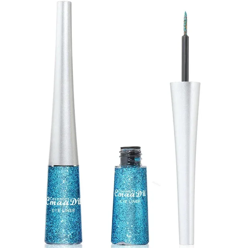 1PC Liquid Shiny Eye Liners Glitter Eyeliner Pigment Silver Green Gold Glitter Professional Waterproof Eyeliners Beauty Cosmetics Women Makeup