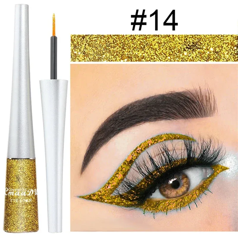 1PC Liquid Shiny Eye Liners Glitter Eyeliner Pigment Silver Green Gold Glitter Professional Waterproof Eyeliners Beauty Cosmetics Women Makeup