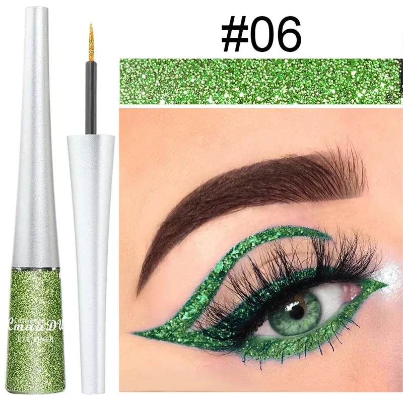 1PC Liquid Shiny Eye Liners Glitter Eyeliner Pigment Silver Green Gold Glitter Professional Waterproof Eyeliners Beauty Cosmetics Women Makeup