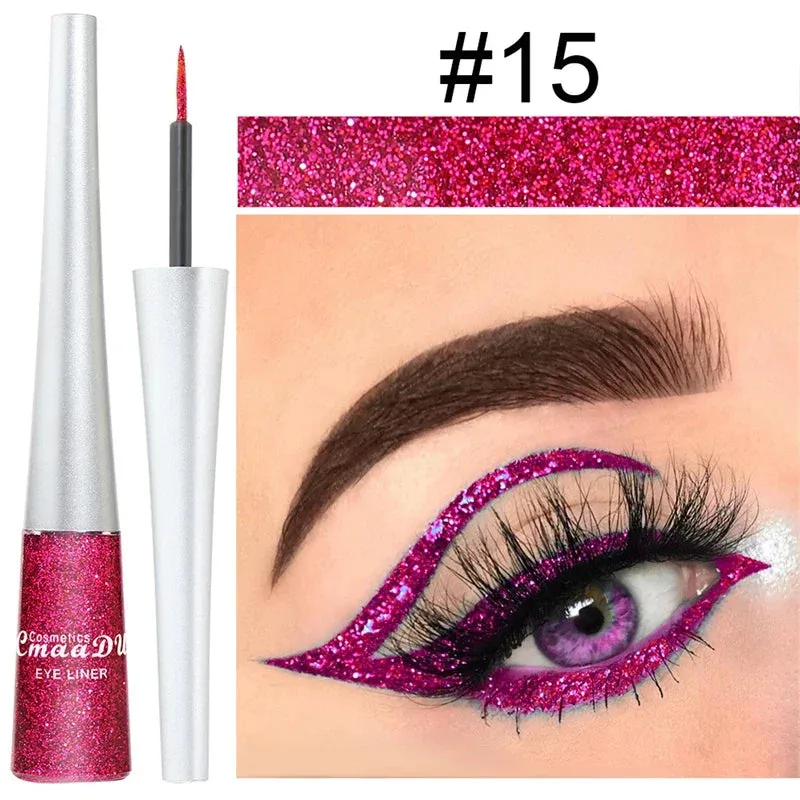 1PC Liquid Shiny Eye Liners Glitter Eyeliner Pigment Silver Green Gold Glitter Professional Waterproof Eyeliners Beauty Cosmetics Women Makeup