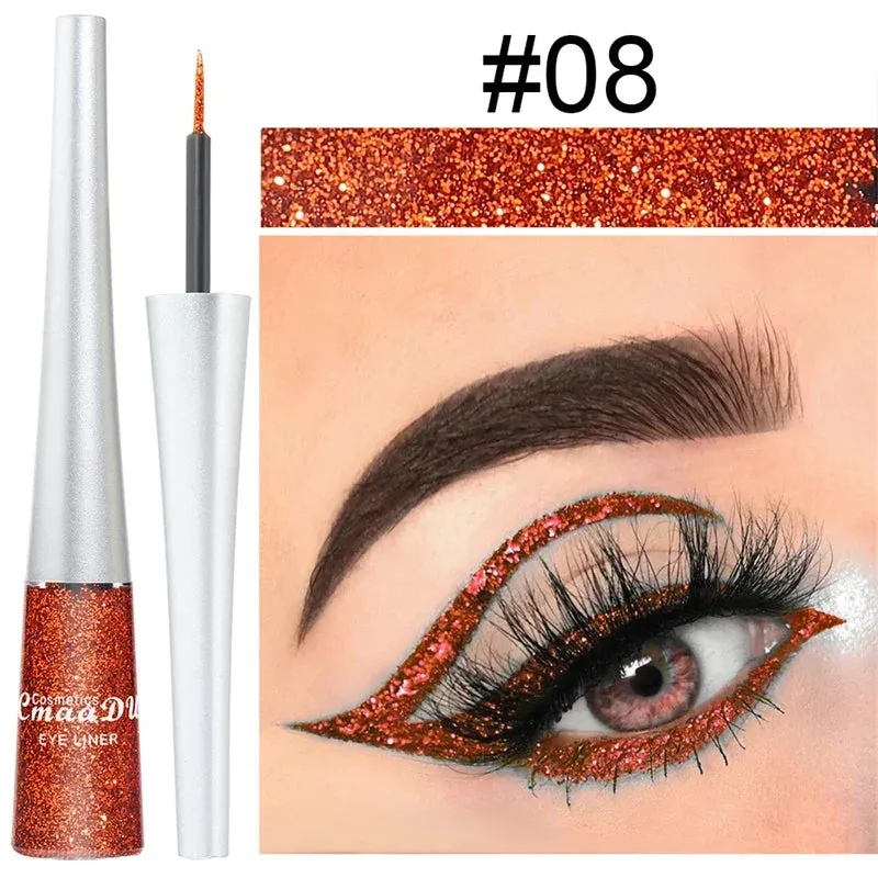 1PC Liquid Shiny Eye Liners Glitter Eyeliner Pigment Silver Green Gold Glitter Professional Waterproof Eyeliners Beauty Cosmetics Women Makeup