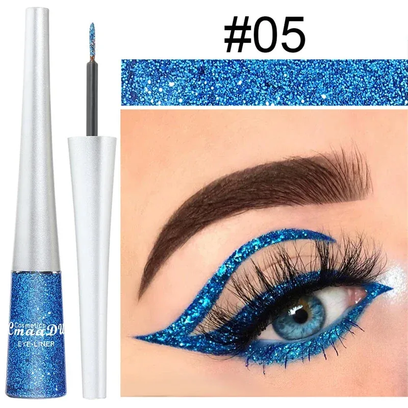 1PC Liquid Shiny Eye Liners Glitter Eyeliner Pigment Silver Green Gold Glitter Professional Waterproof Eyeliners Beauty Cosmetics Women Makeup