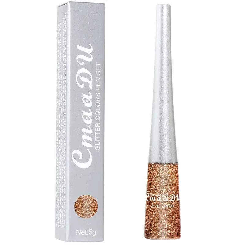 1PC Liquid Shiny Eye Liners Glitter Eyeliner Pigment Silver Green Gold Glitter Professional Waterproof Eyeliners Beauty Cosmetics Women Makeup