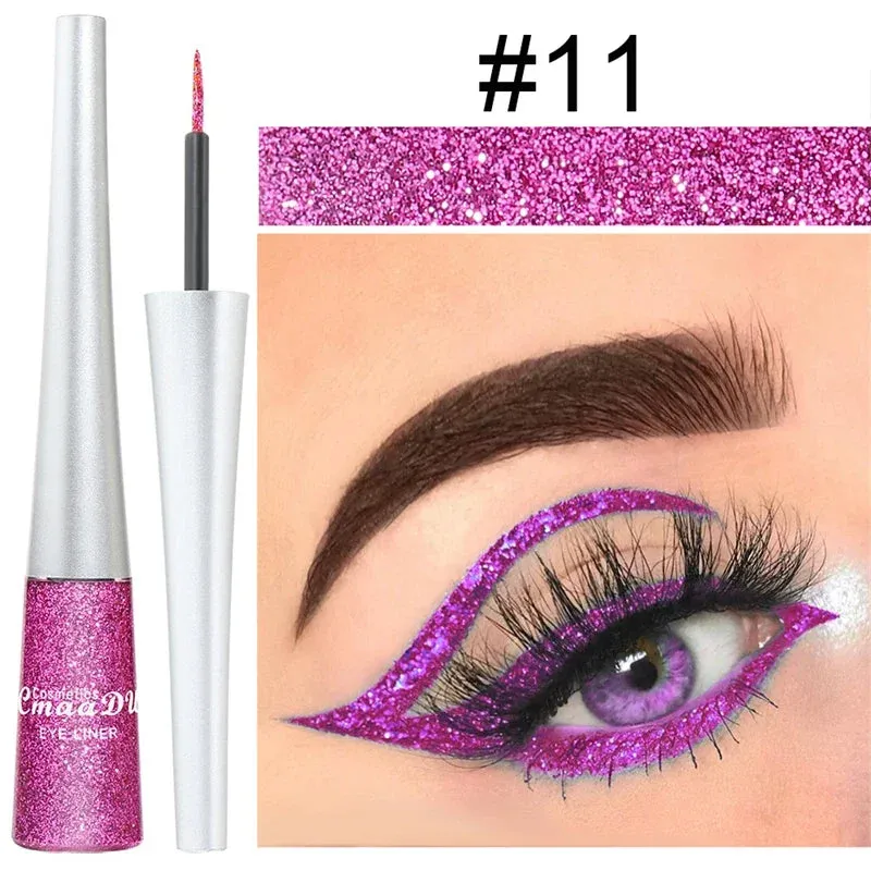 1PC Liquid Shiny Eye Liners Glitter Eyeliner Pigment Silver Green Gold Glitter Professional Waterproof Eyeliners Beauty Cosmetics Women Makeup