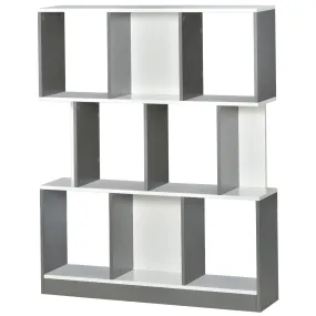 3-Tier Wooden Bookcase, Display Shelf Freestanding Decorative Storage Shelving, Home Office Grey and White Shelves Decor