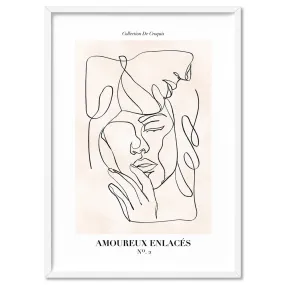 Abstract Line Art Figures II | Lovers Entwine - Art Print