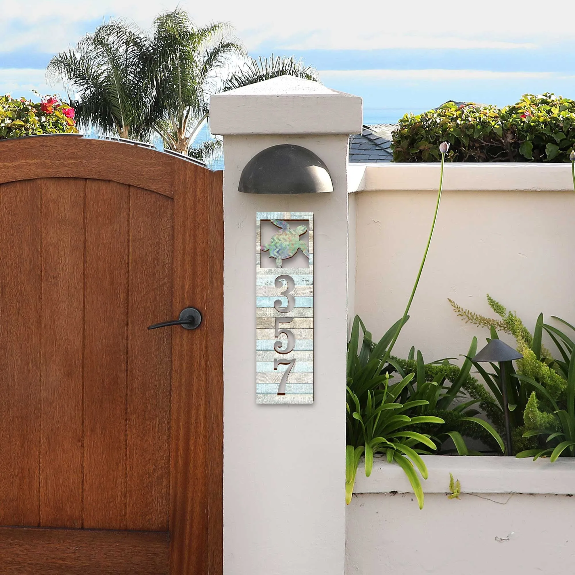 Address Sign - Address House Numbers - Coastal Door Numbers Sign - Sea Turtle Wooden House Number Plaque - Custom Home Address Sign MA989805
