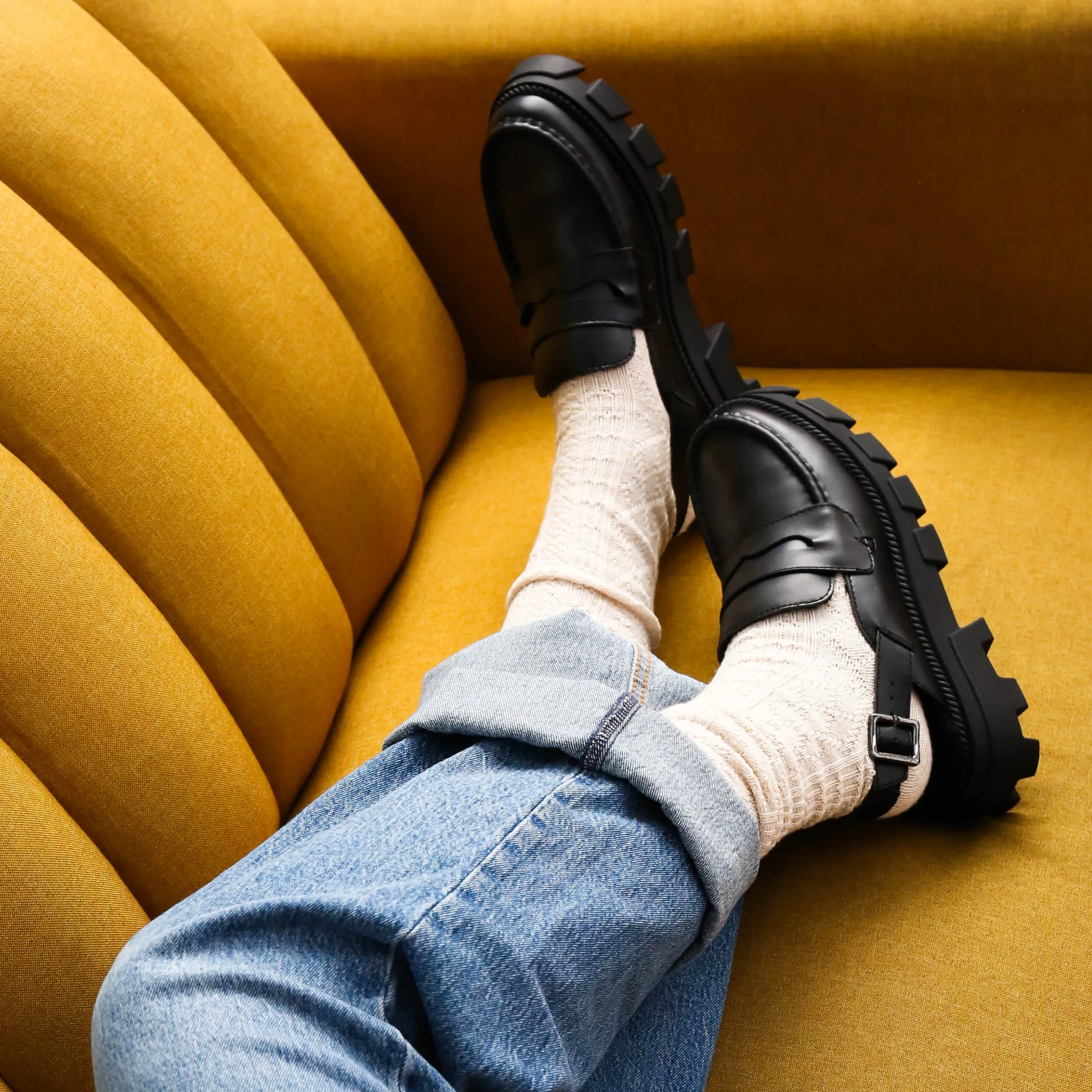 Bowery Black Lug Sole Loafer