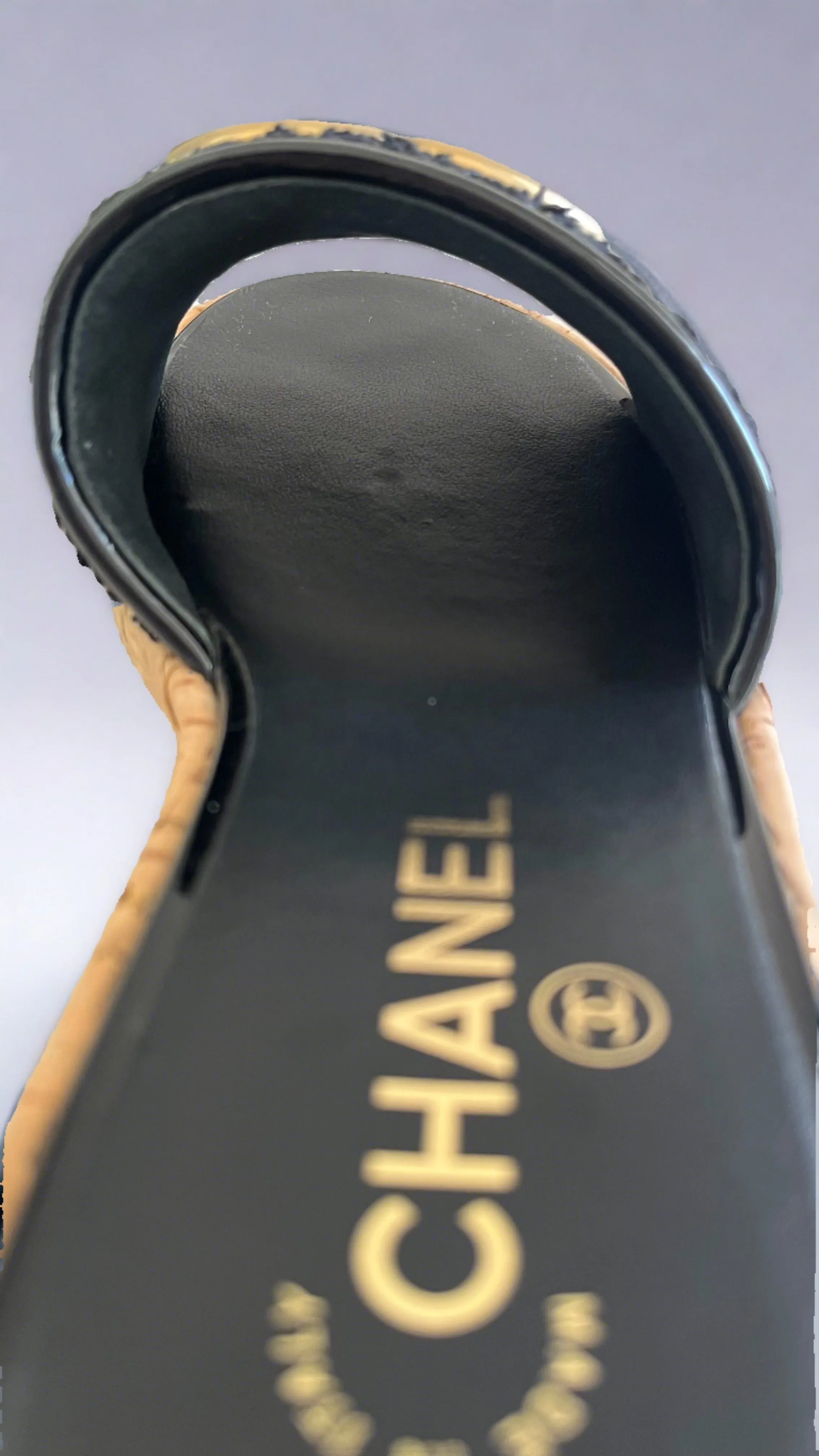 Chanel Tweed Cork CC Mule Sandal