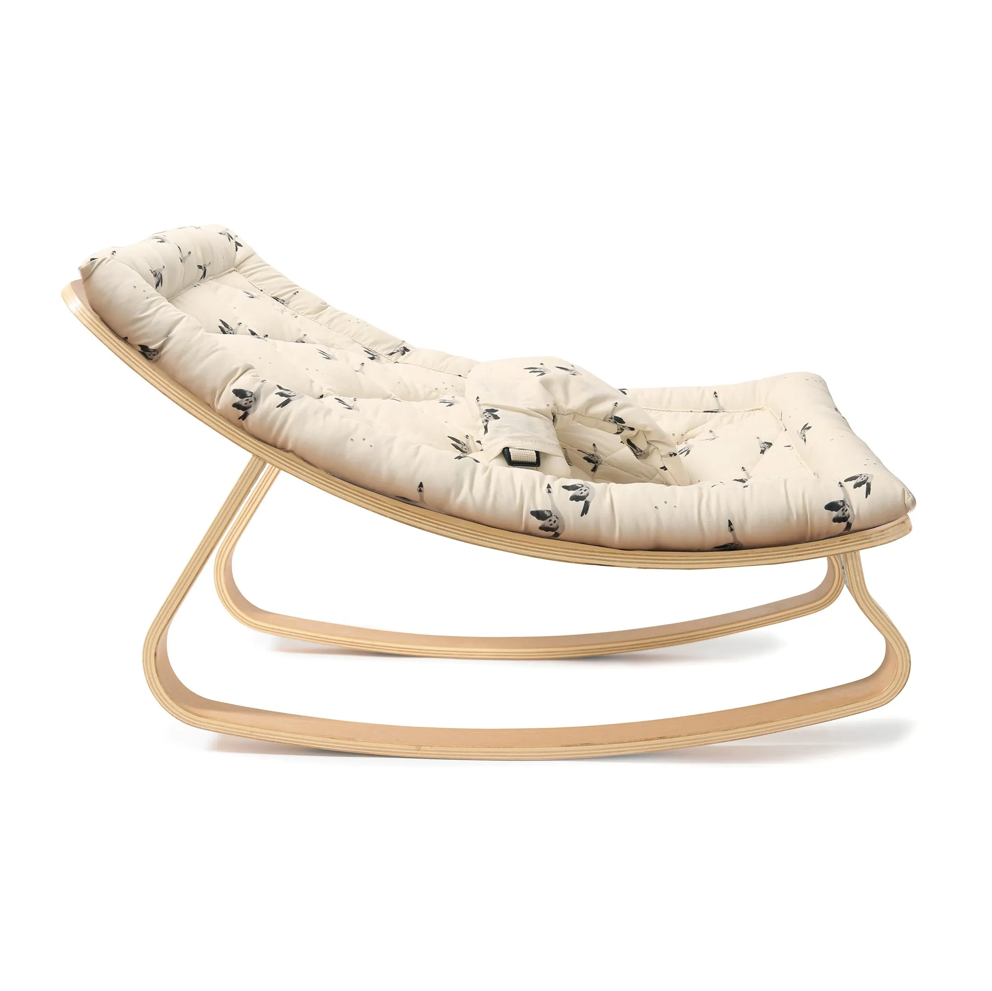 Charlie Crane LEVO Baby Rocker - Beech Rose Frame with April Goose Fabric