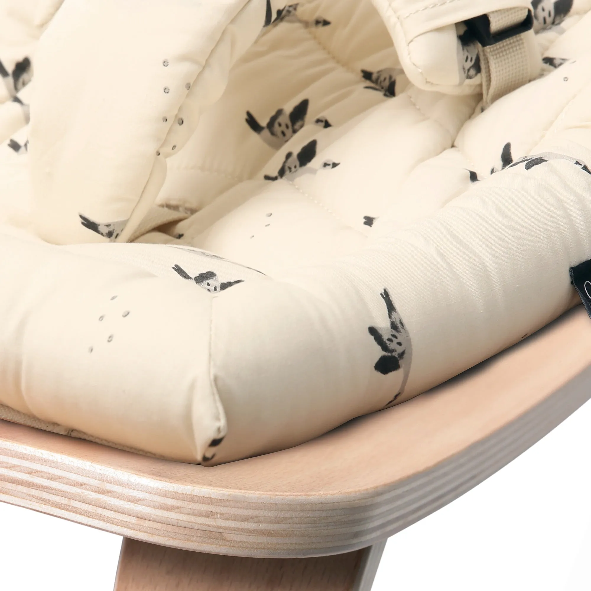 Charlie Crane LEVO Baby Rocker - Beech Rose Frame with April Goose Fabric