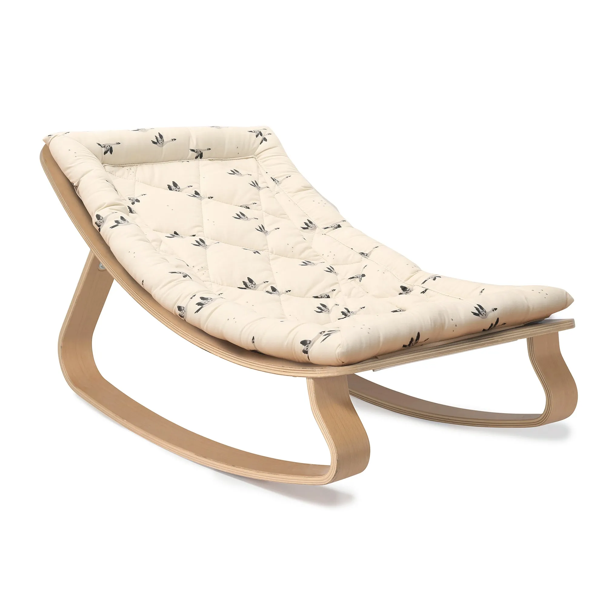 Charlie Crane LEVO Baby Rocker - Beech Rose Frame with April Goose Fabric