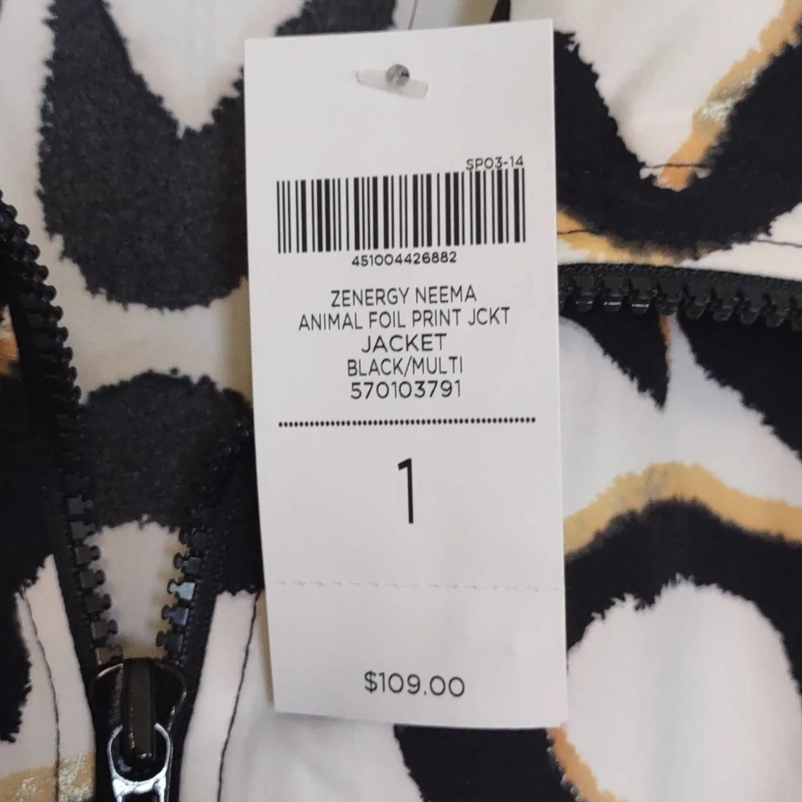 Chico's Zenergy Neema Animal Foil Print Jacket Black Multi