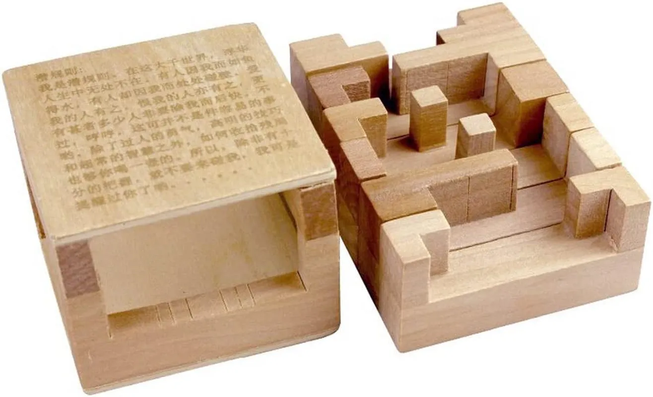Chinese 3D Wooden inside Story Puzzle Interlocked Burr Puzzles Disentanglement Magic Cube