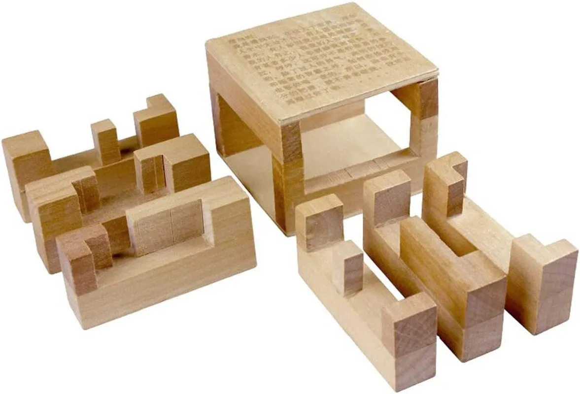 Chinese 3D Wooden inside Story Puzzle Interlocked Burr Puzzles Disentanglement Magic Cube