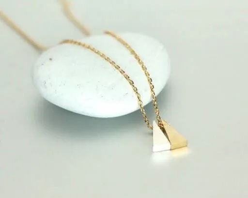Gold Necklace, Gold And Rhodium Charm, Gift For Her,Minimalist Jewelry, Delicate Necklace, Bohemian Jewelry, Triangle Charm,MN70