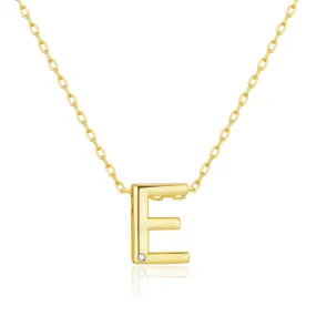 Gold Plated Initial Necklace Letter E Created with Zircondia® Crystals