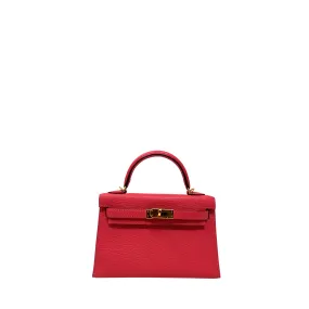 Hermes Rose Lipstick Chevre Mini Kelly 20