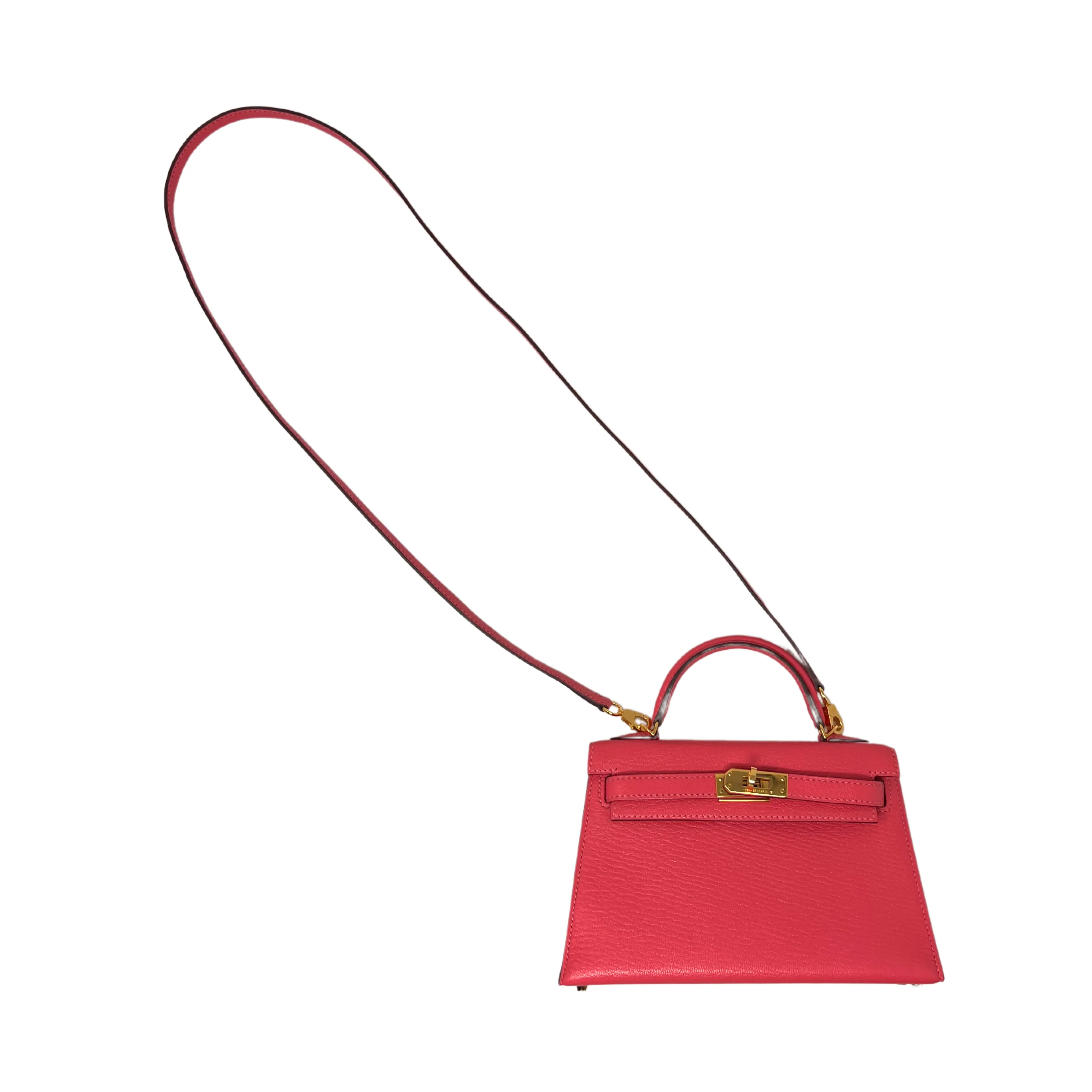 Hermes Rose Lipstick Chevre Mini Kelly 20