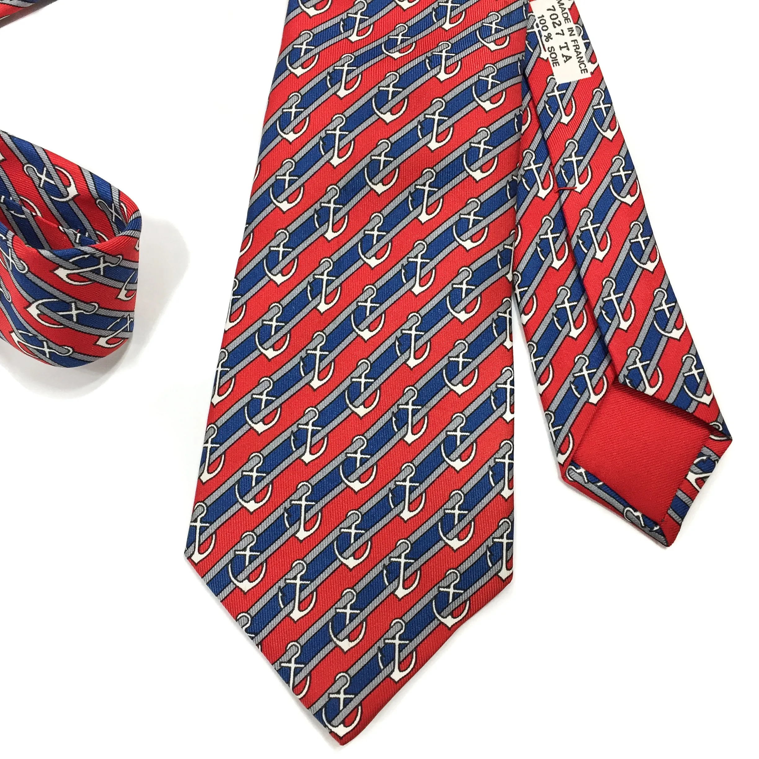 Hermes Silk Necktie 7027 TA Anchors
