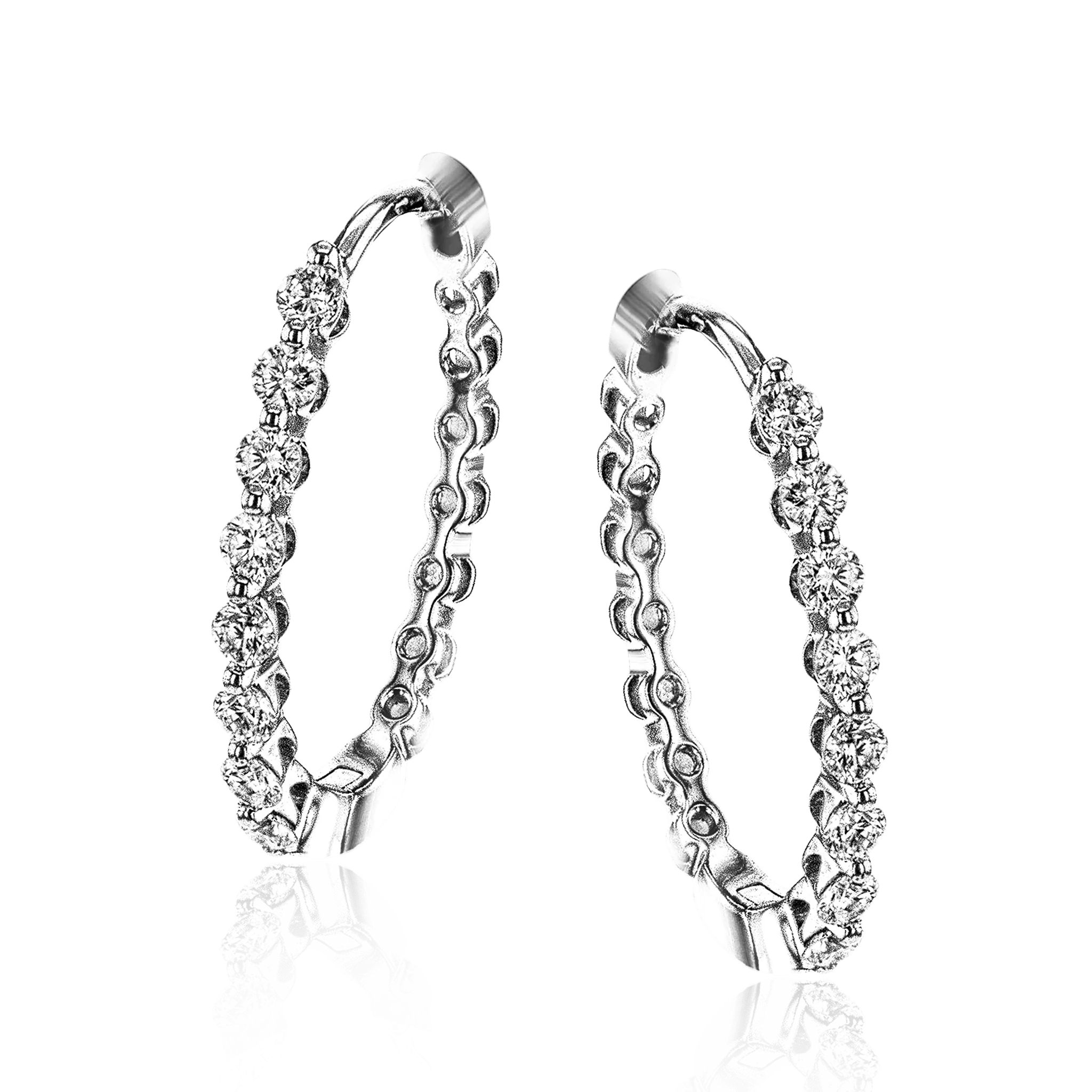 Hoop Earrings in 18k Gold with Diamonds