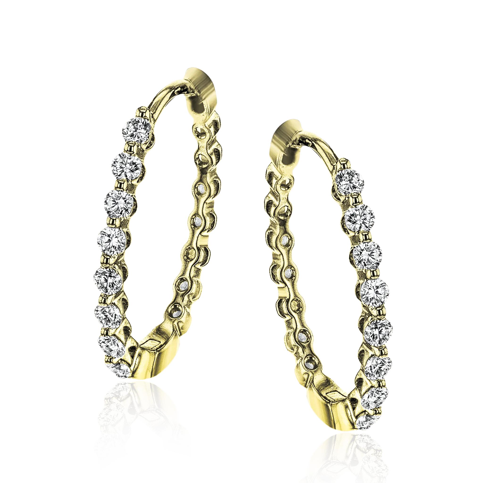 Hoop Earrings in 18k Gold with Diamonds