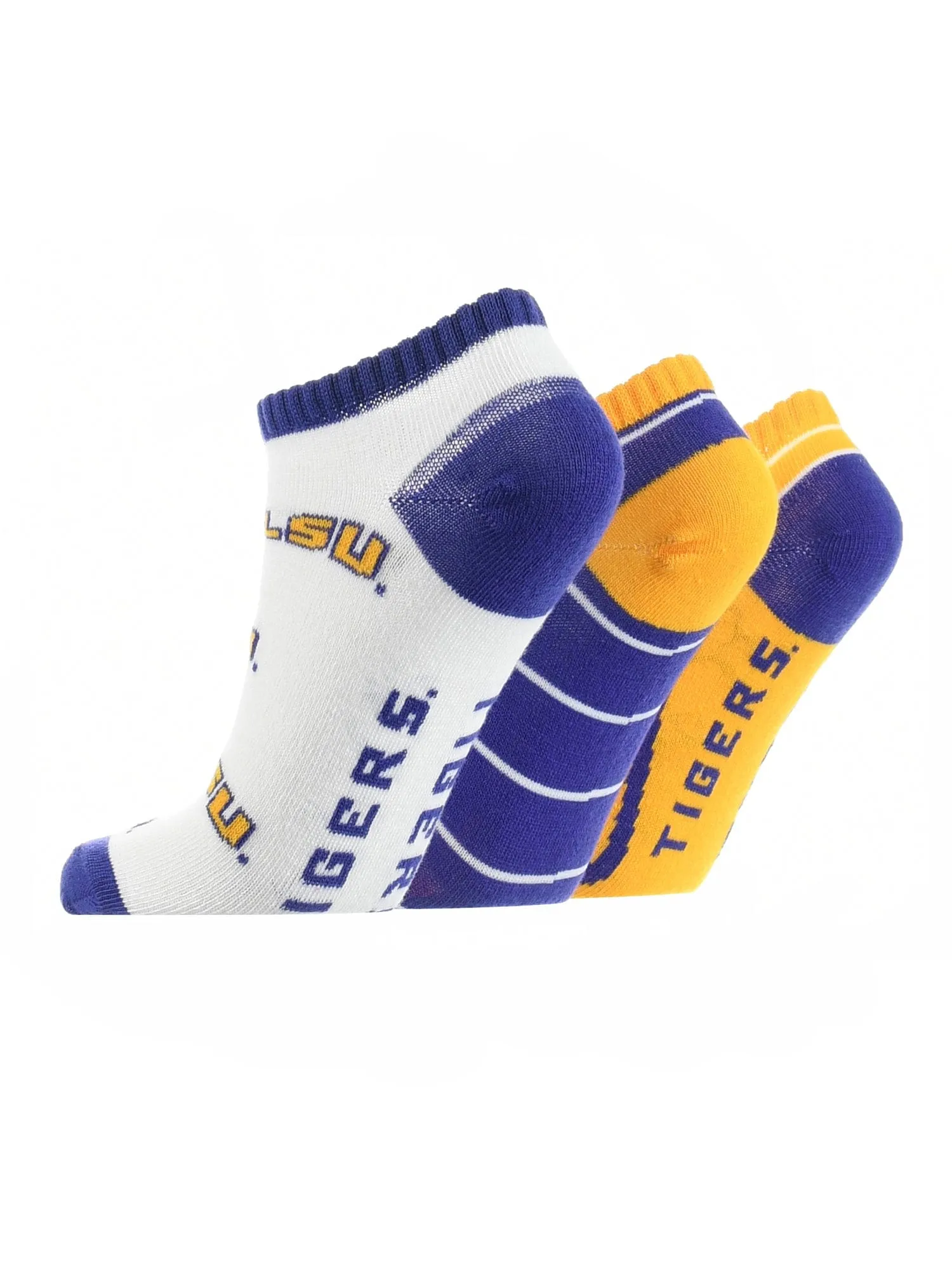 LSU Tigers No Show Socks Full Field 3 Pack