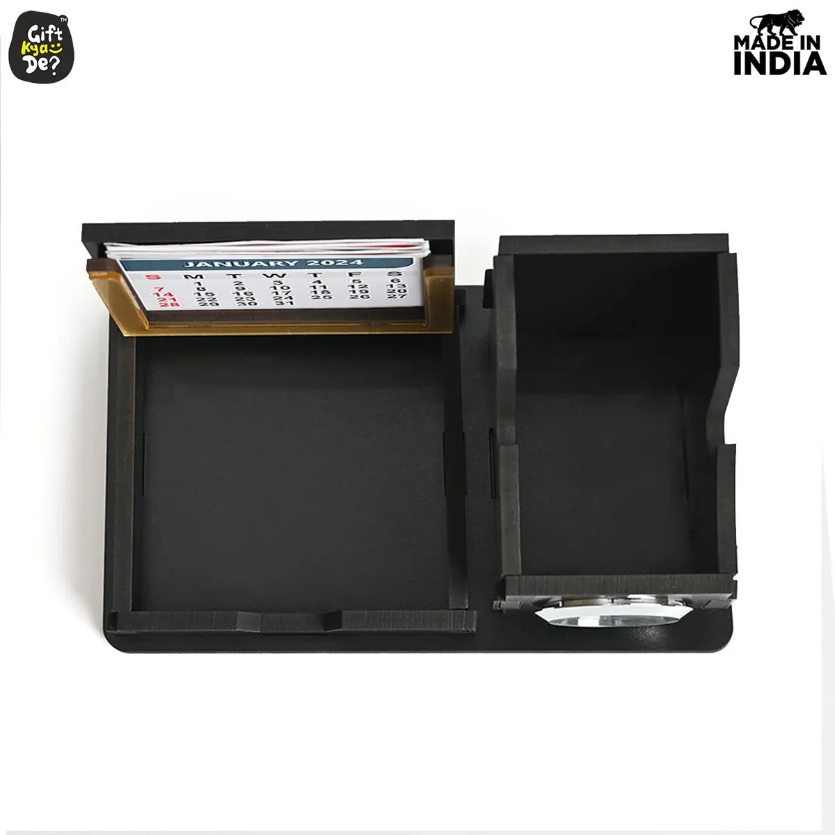 Mini Desk Organizer with Clock & Calendar 2024 | Desk Calendar | Desk Accessories