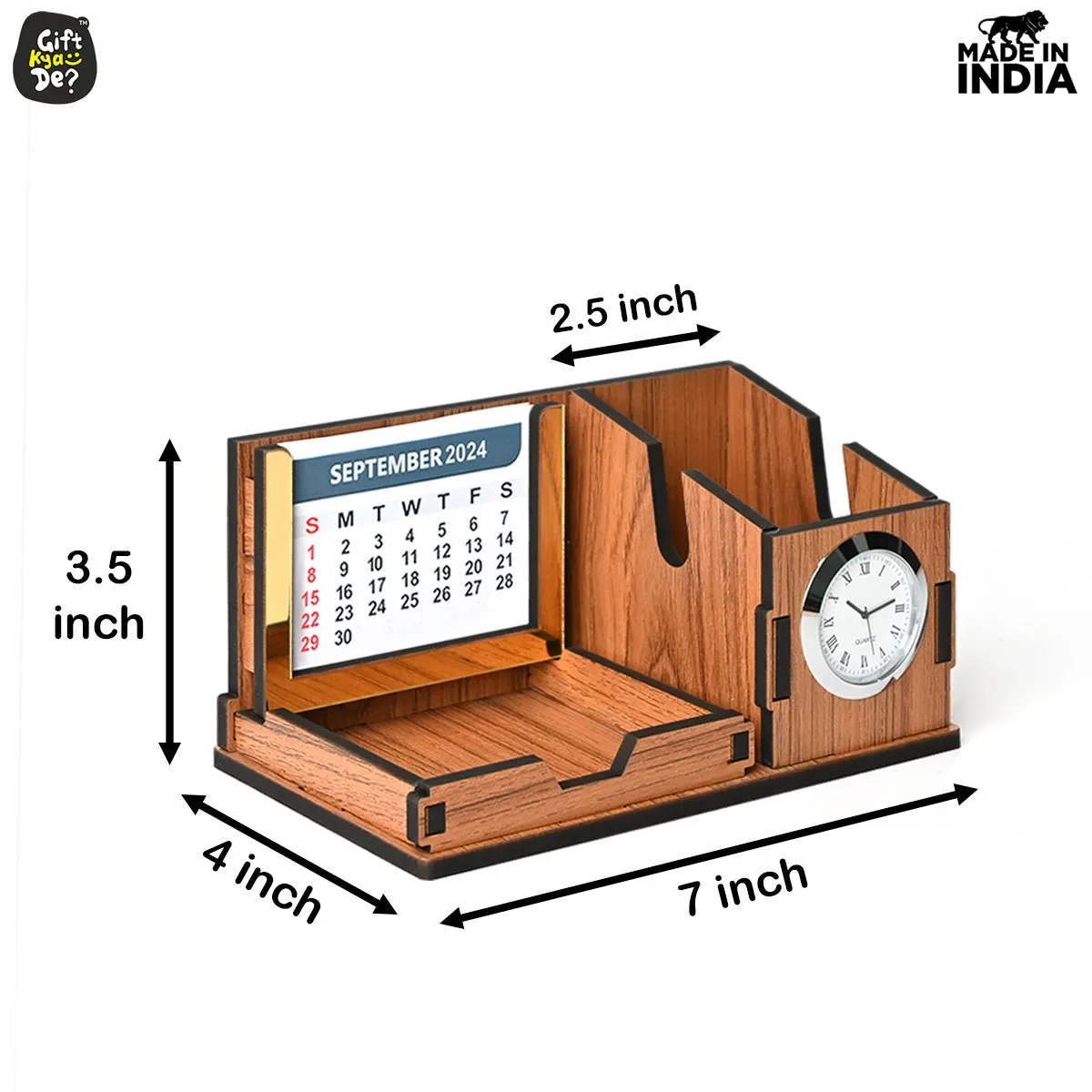 Mini Desk Organizer with Clock & Calendar 2024 | Desk Calendar | Desk Accessories
