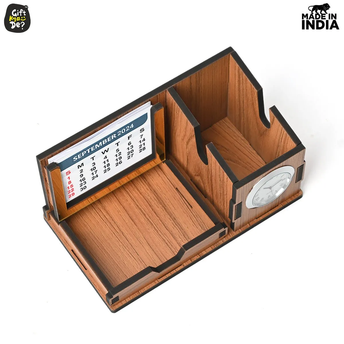 Mini Desk Organizer with Clock & Calendar 2024 | Desk Calendar | Desk Accessories