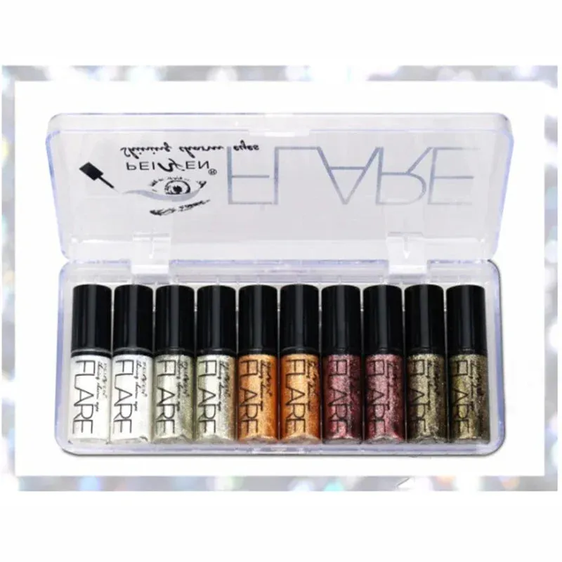 New Professional Shiny Glitter Eyeliner Cosmetics for Women Pigment Silver Rose Gold Color Liquid Glitter Eyeliner
