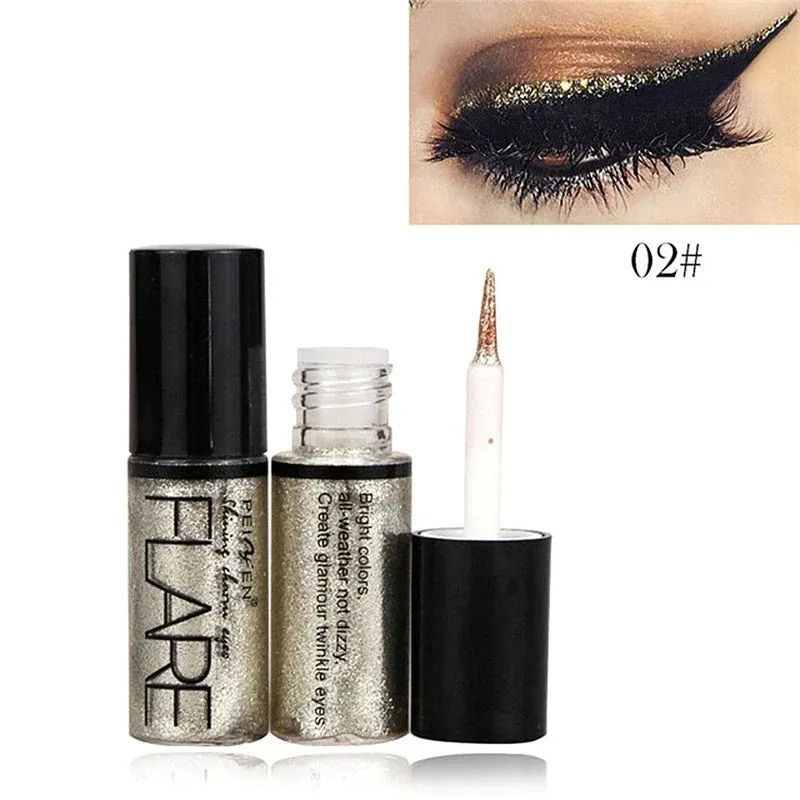 New Professional Shiny Glitter Eyeliner Cosmetics for Women Pigment Silver Rose Gold Color Liquid Glitter Eyeliner