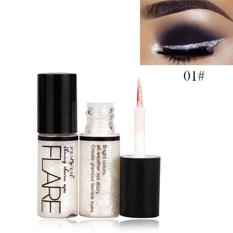 New Professional Shiny Glitter Eyeliner Cosmetics for Women Pigment Silver Rose Gold Color Liquid Glitter Eyeliner