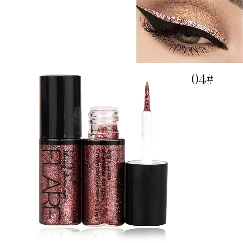 New Professional Shiny Glitter Eyeliner Cosmetics for Women Pigment Silver Rose Gold Color Liquid Glitter Eyeliner