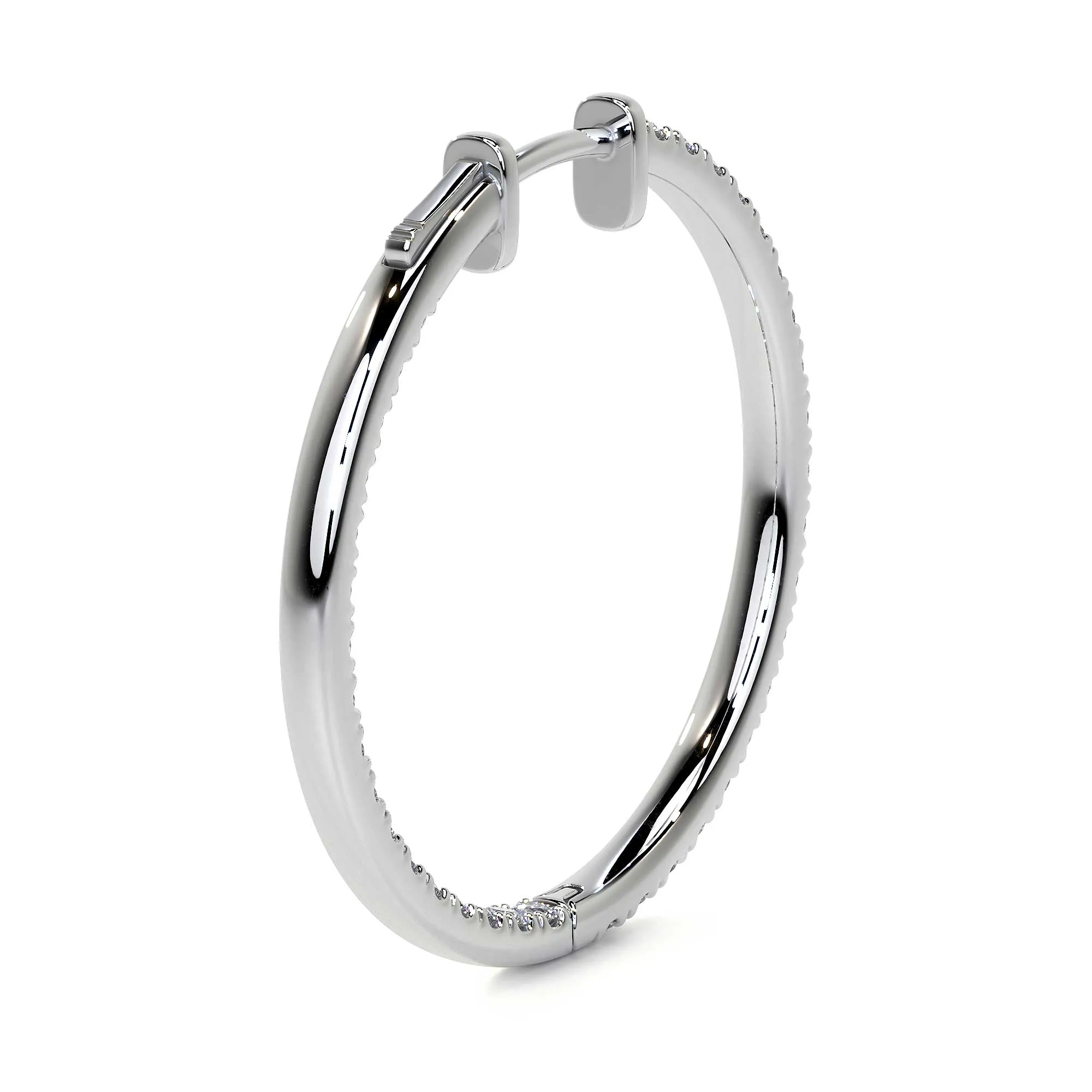 Round Diamond Hoop Earrings, X-Large