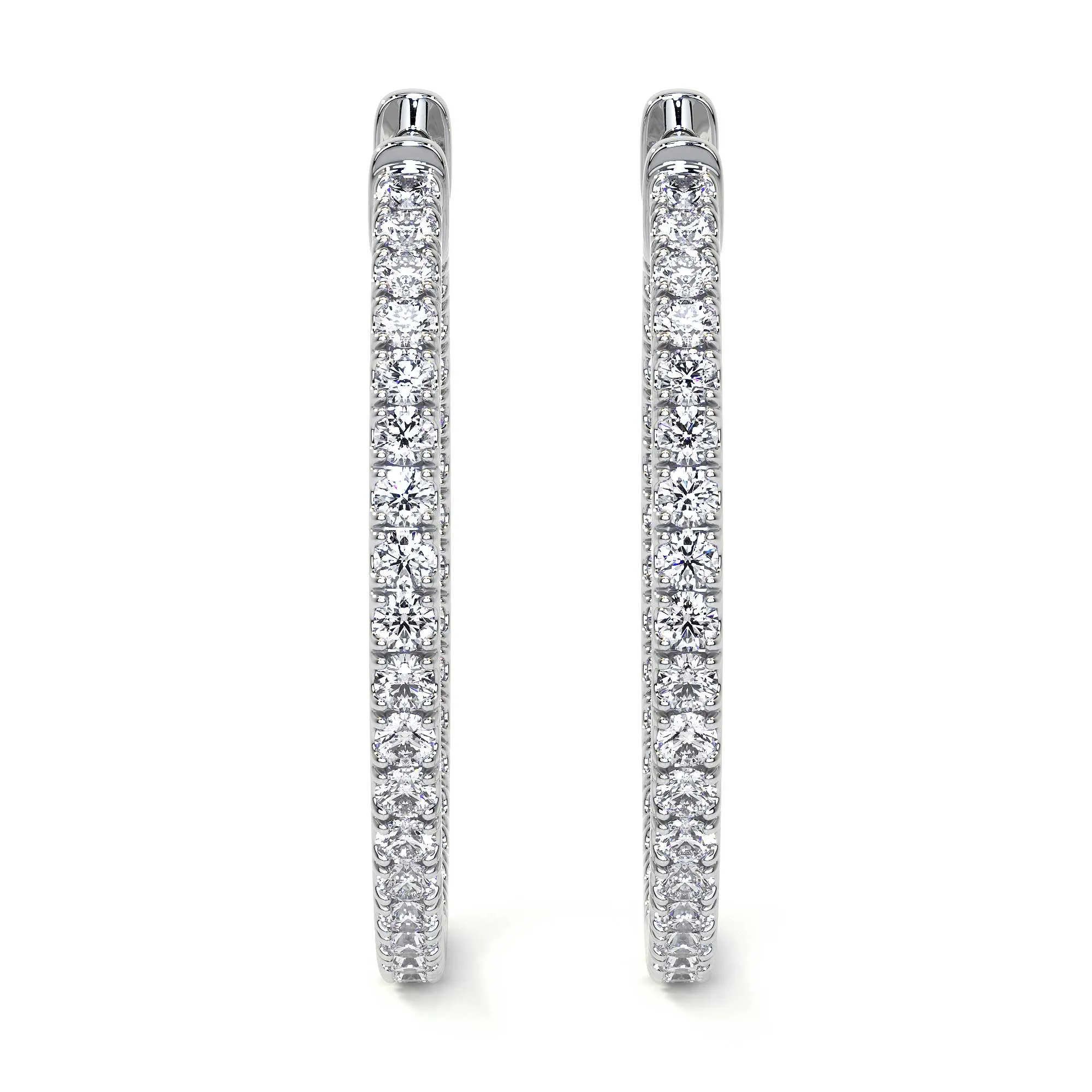 Round Diamond Hoop Earrings, X-Large