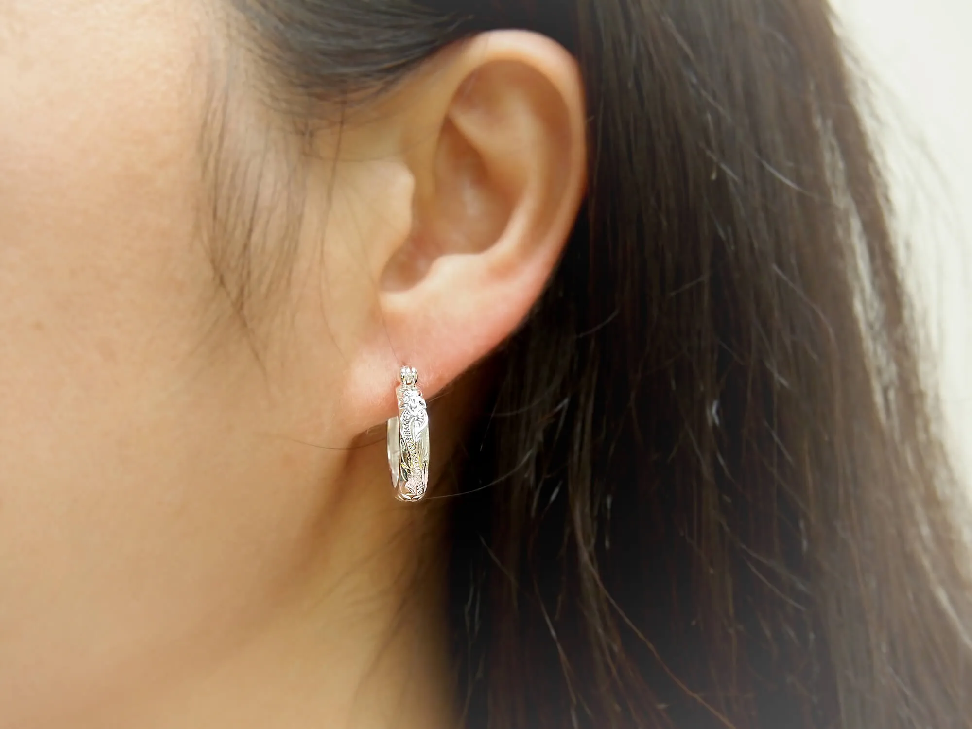 Sterling Silver 11/16 Inch Engraved Hoop Earrings
